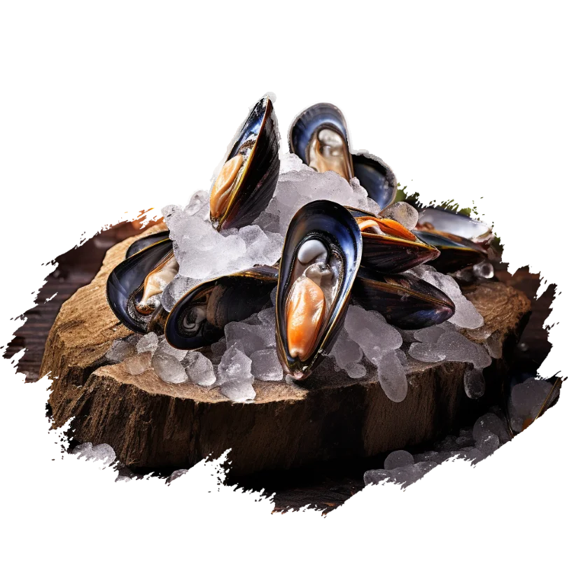 Mussels in ice